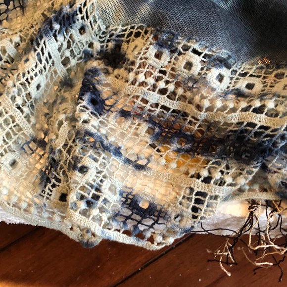 BUCKLE LIGHT BLUE AND DARK BLUE CARDIGAN WITH KNIT LACE - Picture 3 of 7